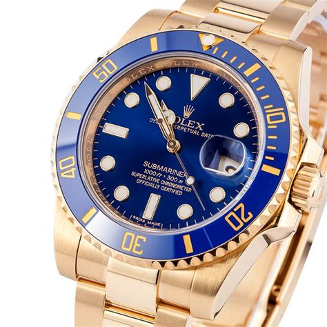 rolex submariner 18k yellow gold blue|rolex 8385 18k white gold.